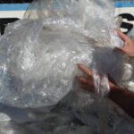 collected plastic shrink wrap